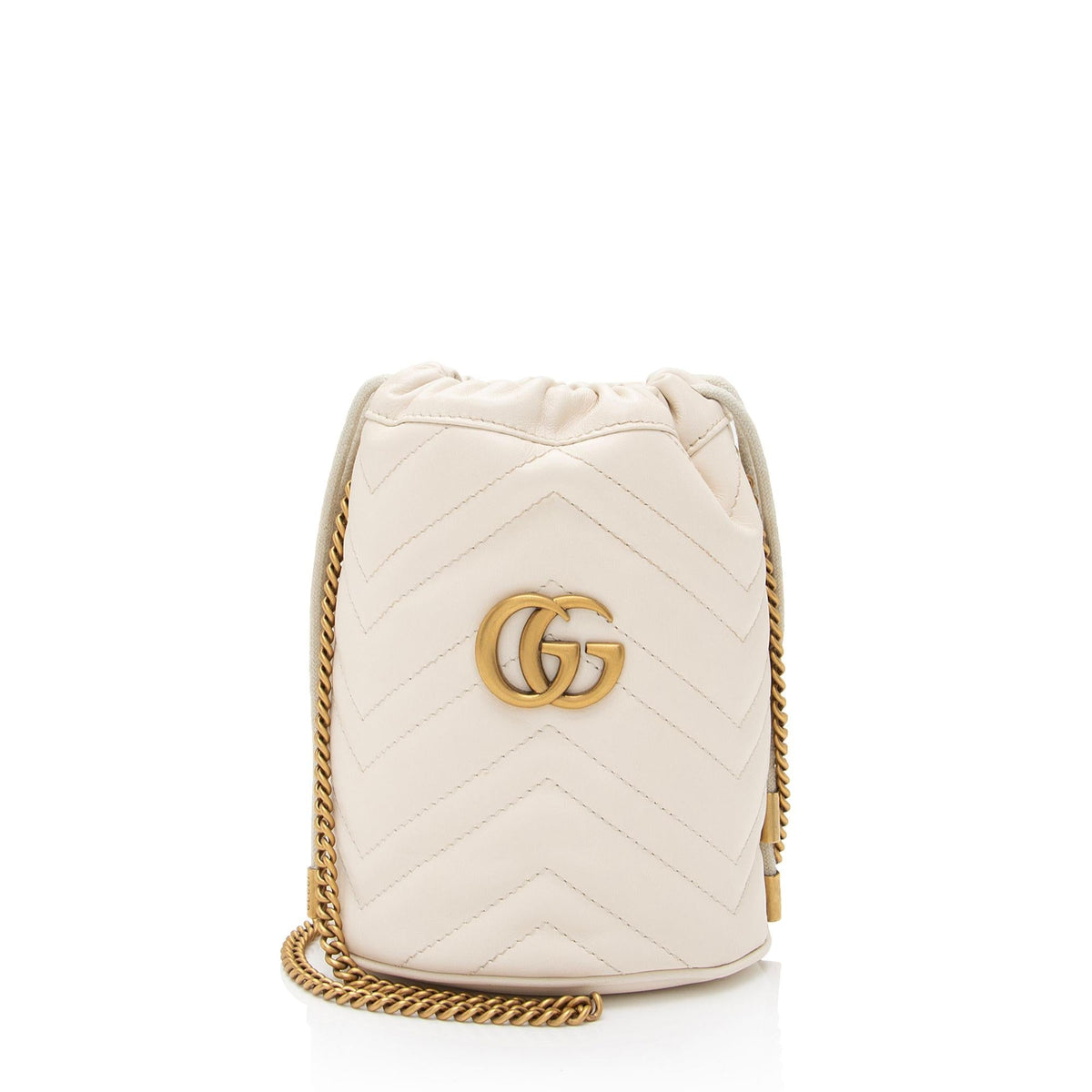 Gucci Matelasse Leather GG Marmont Mini Bucket Bag (SHF-OKI41N)