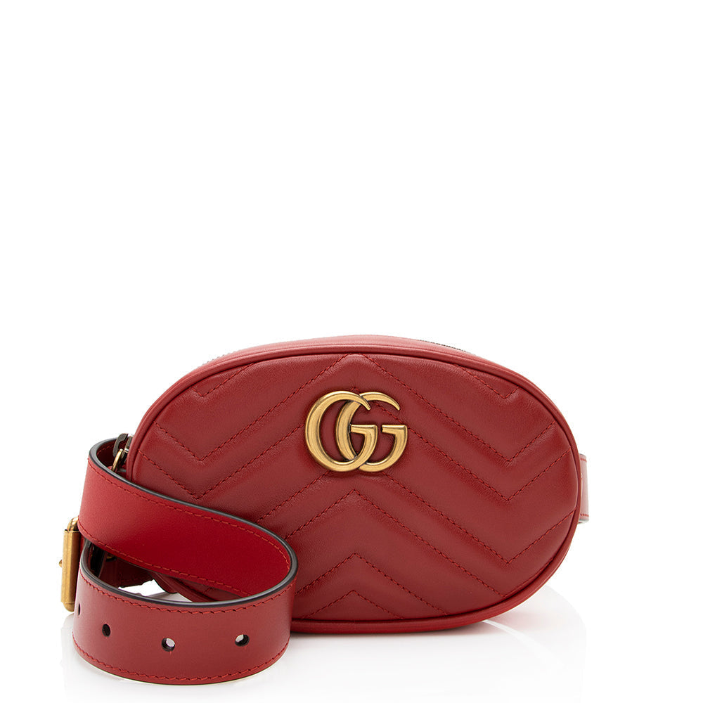Gucci Matelasse Leather GG Marmont Belt Bag - Size 34 / 85 (SHF-20124)