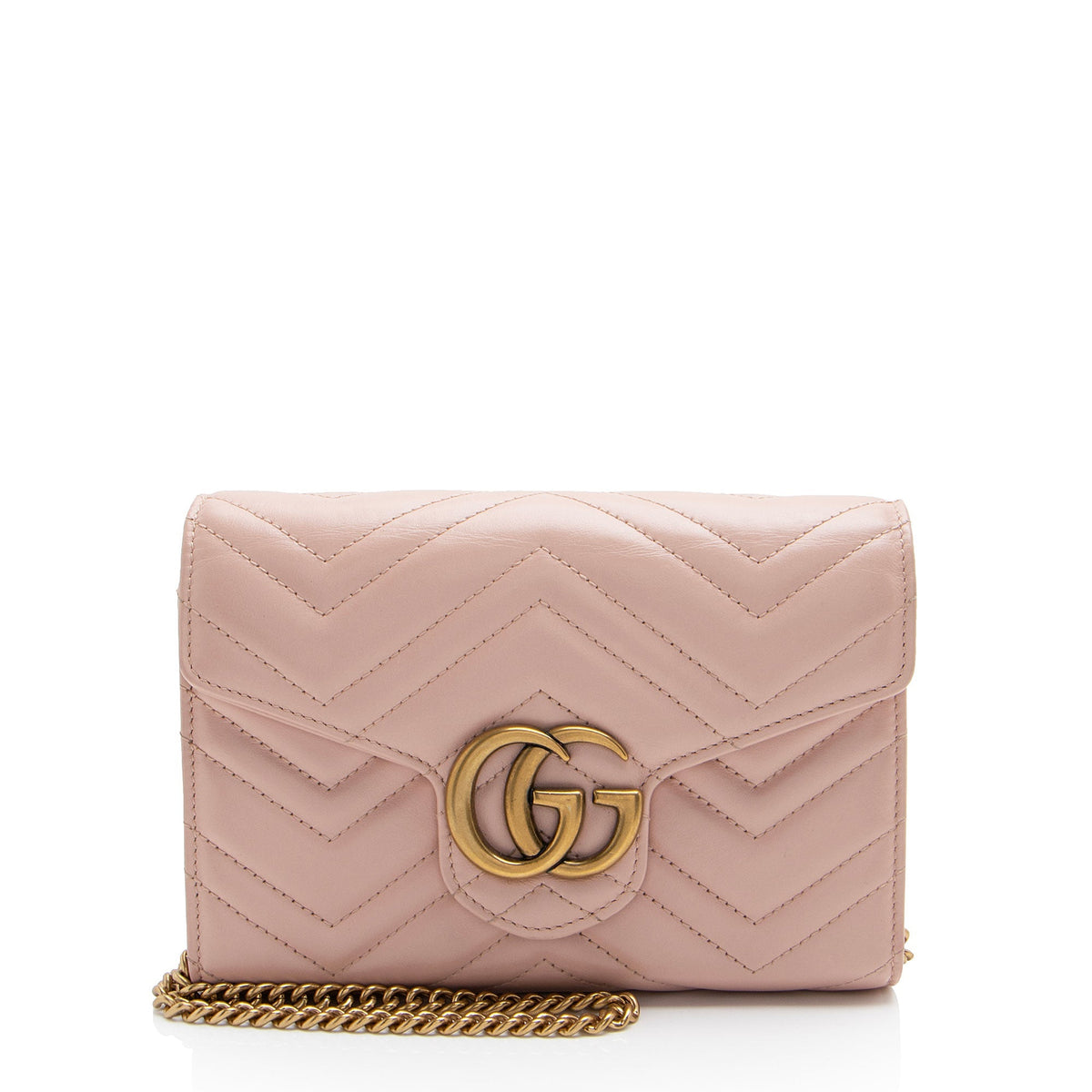 Gucci Matelasse Leather GG Marmont Wallet on Chain