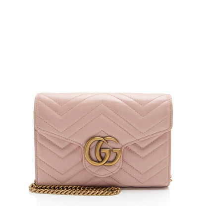 Gucci Matelasse Leather GG Marmont Wallet on Chain