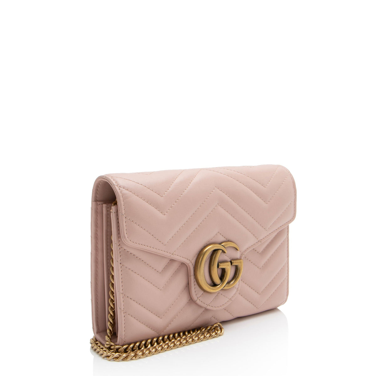 Gucci Matelasse Leather GG Marmont Wallet on Chain