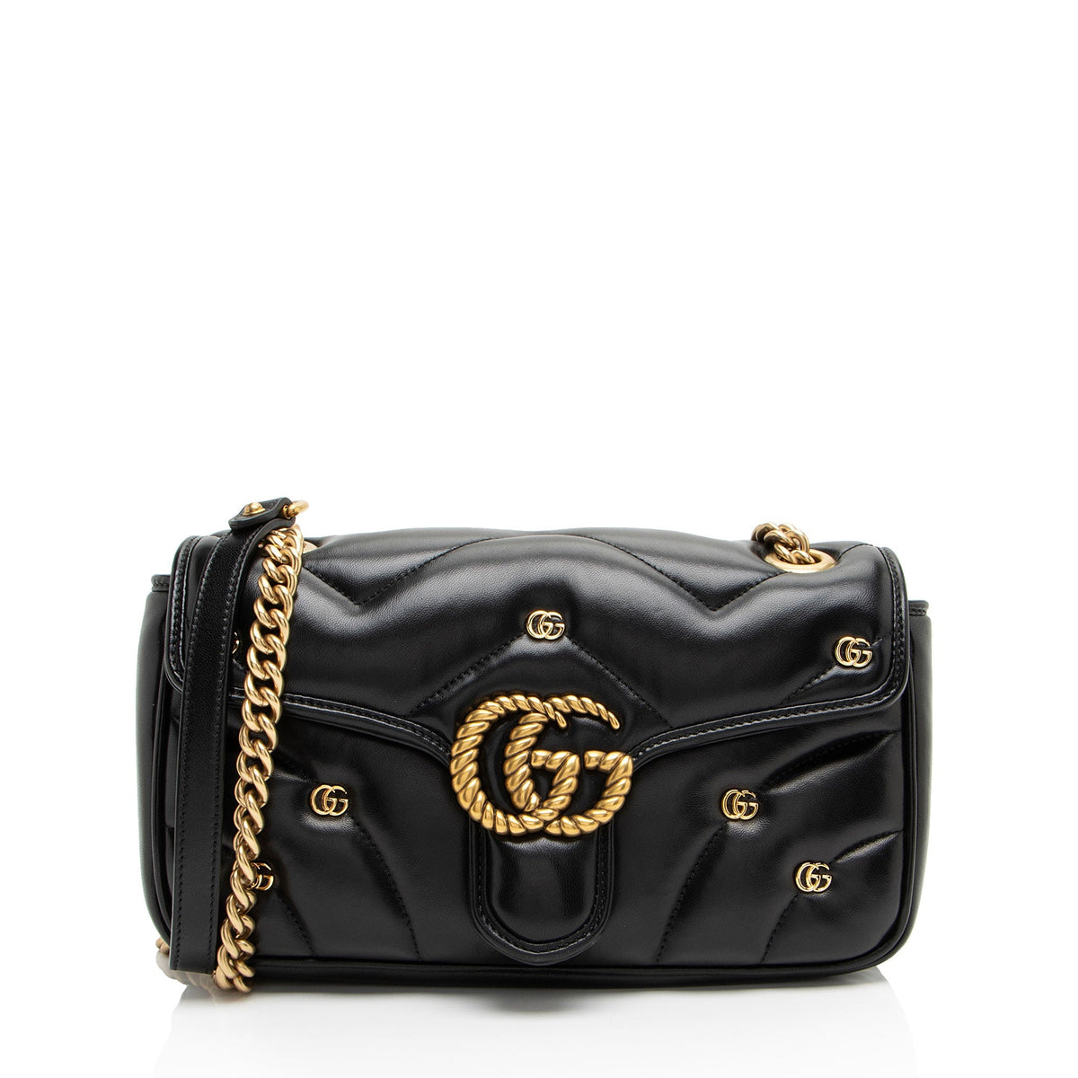 Gucci Matelasse Leather GG Marmont GG Studded Small Flap Bag
