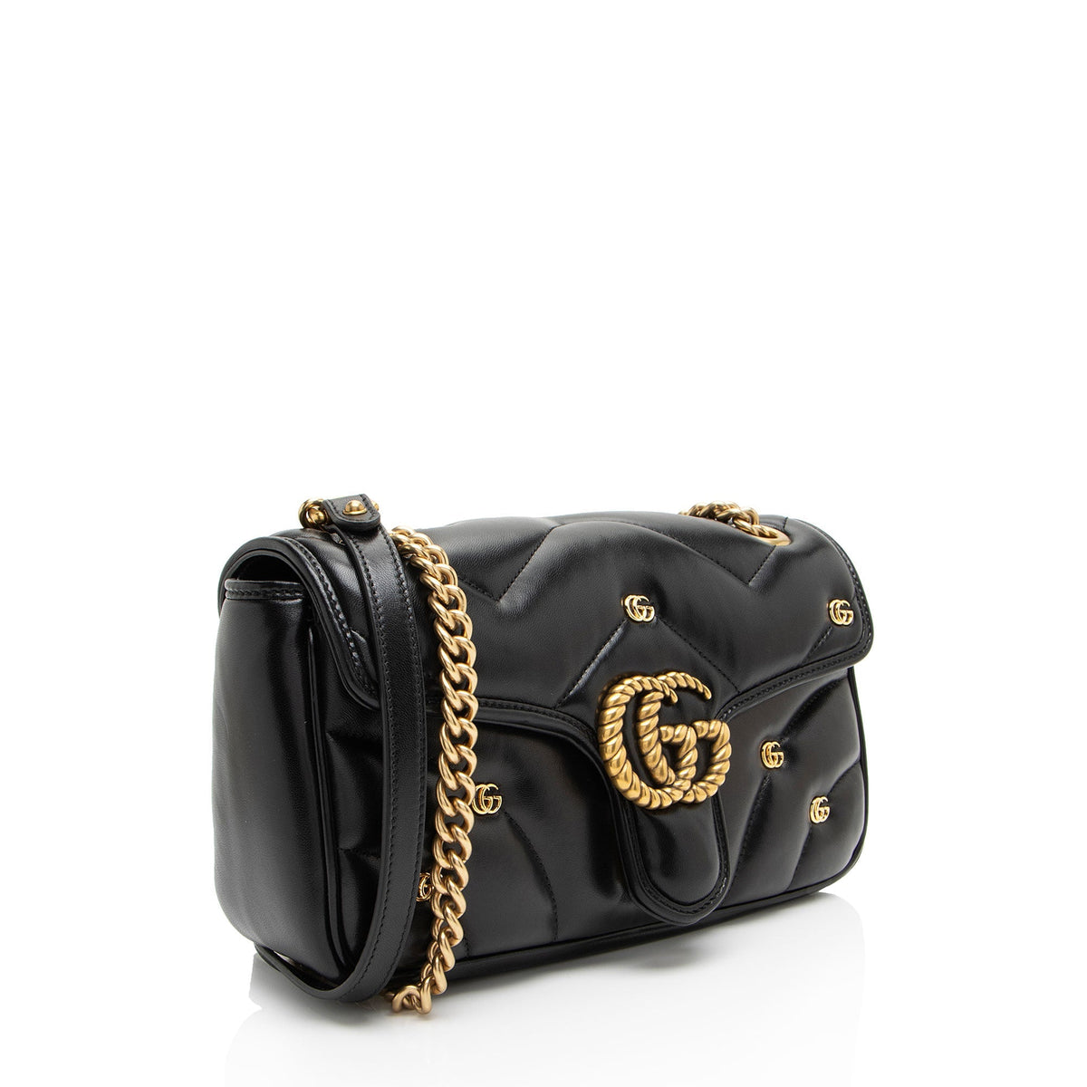 Gucci Matelasse Leather GG Marmont GG Studded Small Flap Bag