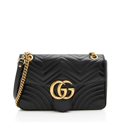 Gucci Matelasse Leather GG Marmont Medium Flap Bag (SHF-Xorpjv)