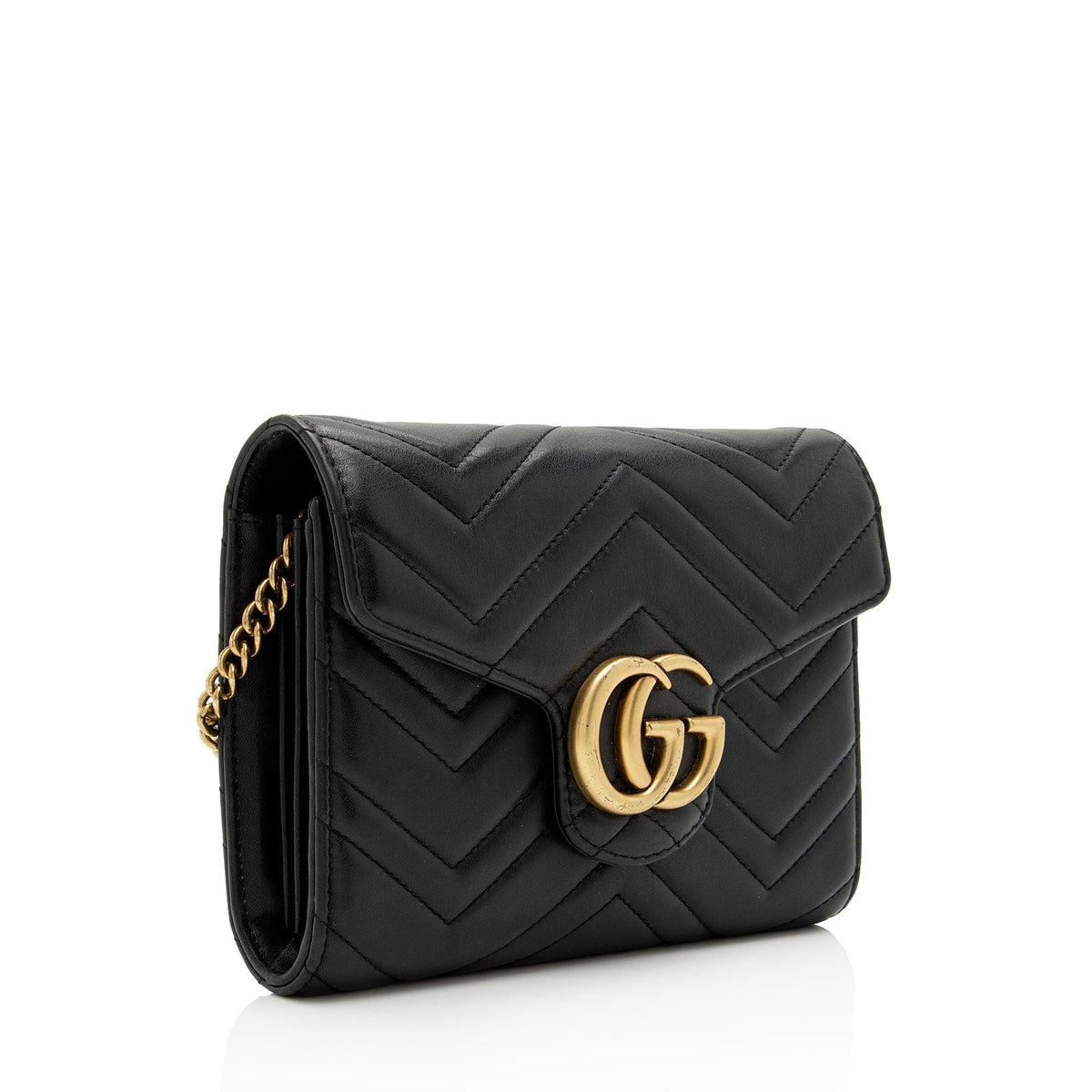 Gucci Matelasse Leather GG Marmont Mini Square Chain Bag (SHF-WW8qZG)