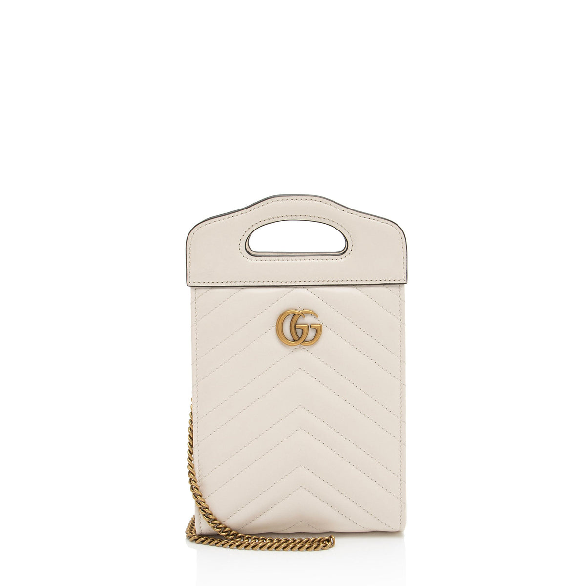 Gucci Matelasse Leather GG Marmont Mini Slip Top Handle (SHF-krsWgi)
