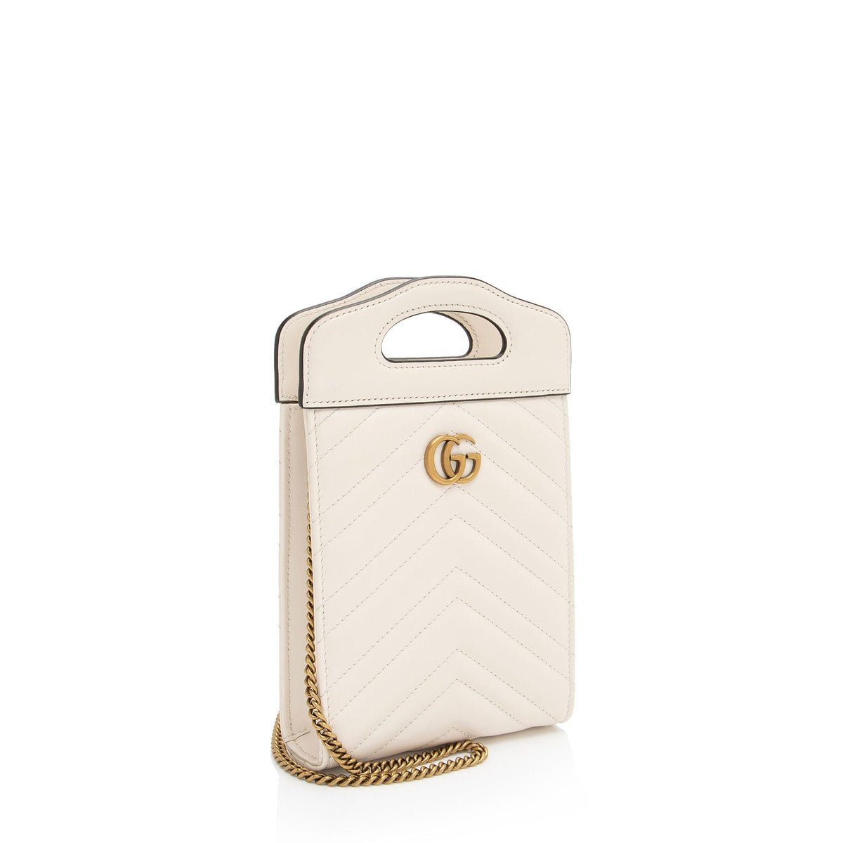 Gucci Matelasse Leather GG Marmont Mini Slip Top Handle (SHF-krsWgi)