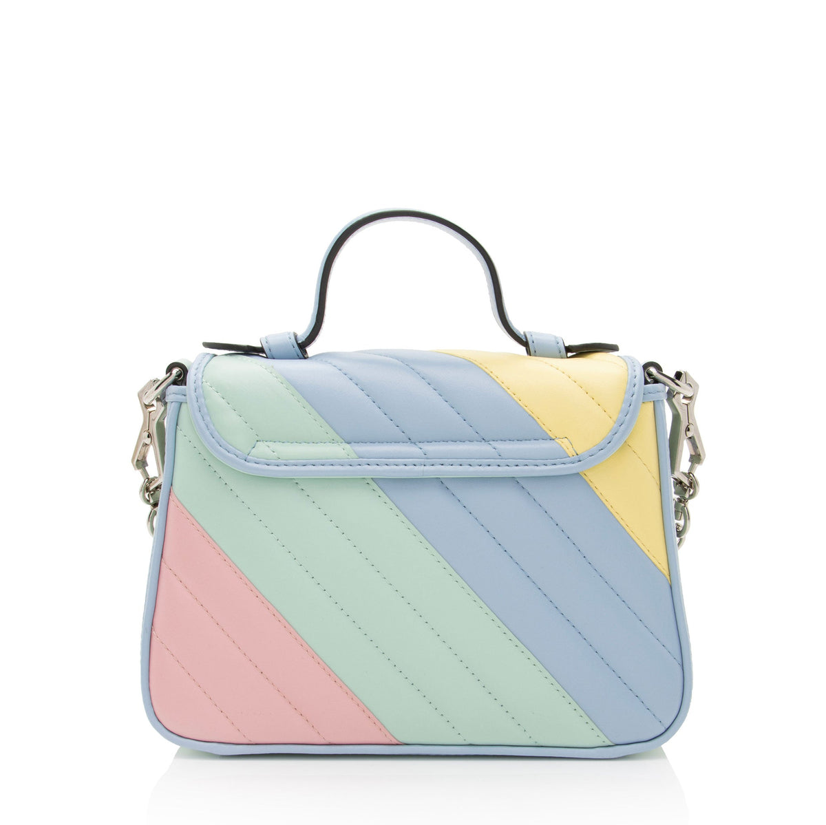 Gucci Diagonal Matelasse Leather GG Marmont Mini Top Handle