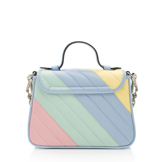 Gucci Diagonal Matelasse Leather GG Marmont Mini Top Handle