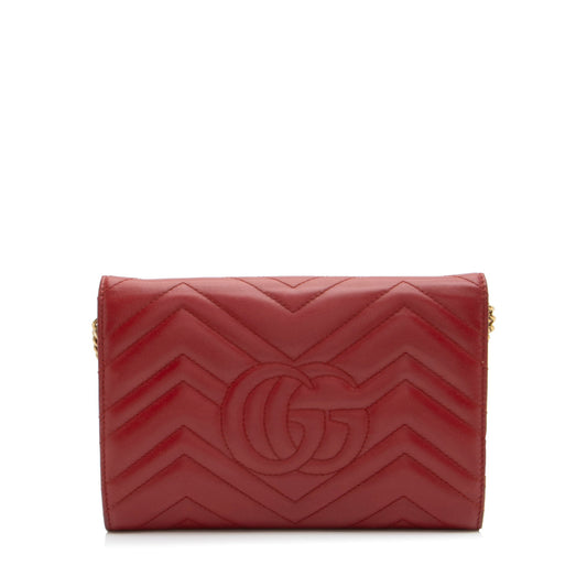 Gucci Matelasse Leather GG Marmont Mini Wallet on Chain