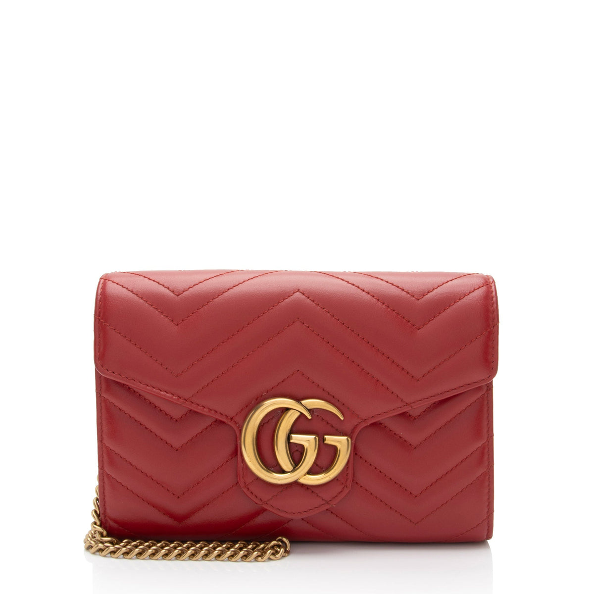 Gucci Matelasse Leather GG Marmont Wallet on Chain
