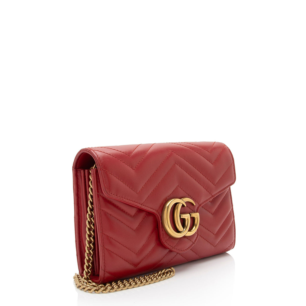 Gucci Matelasse Leather GG Marmont Wallet on Chain