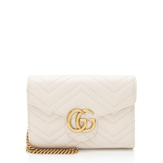 Gucci Matelasse Leather GG Marmont Wallet on Chain