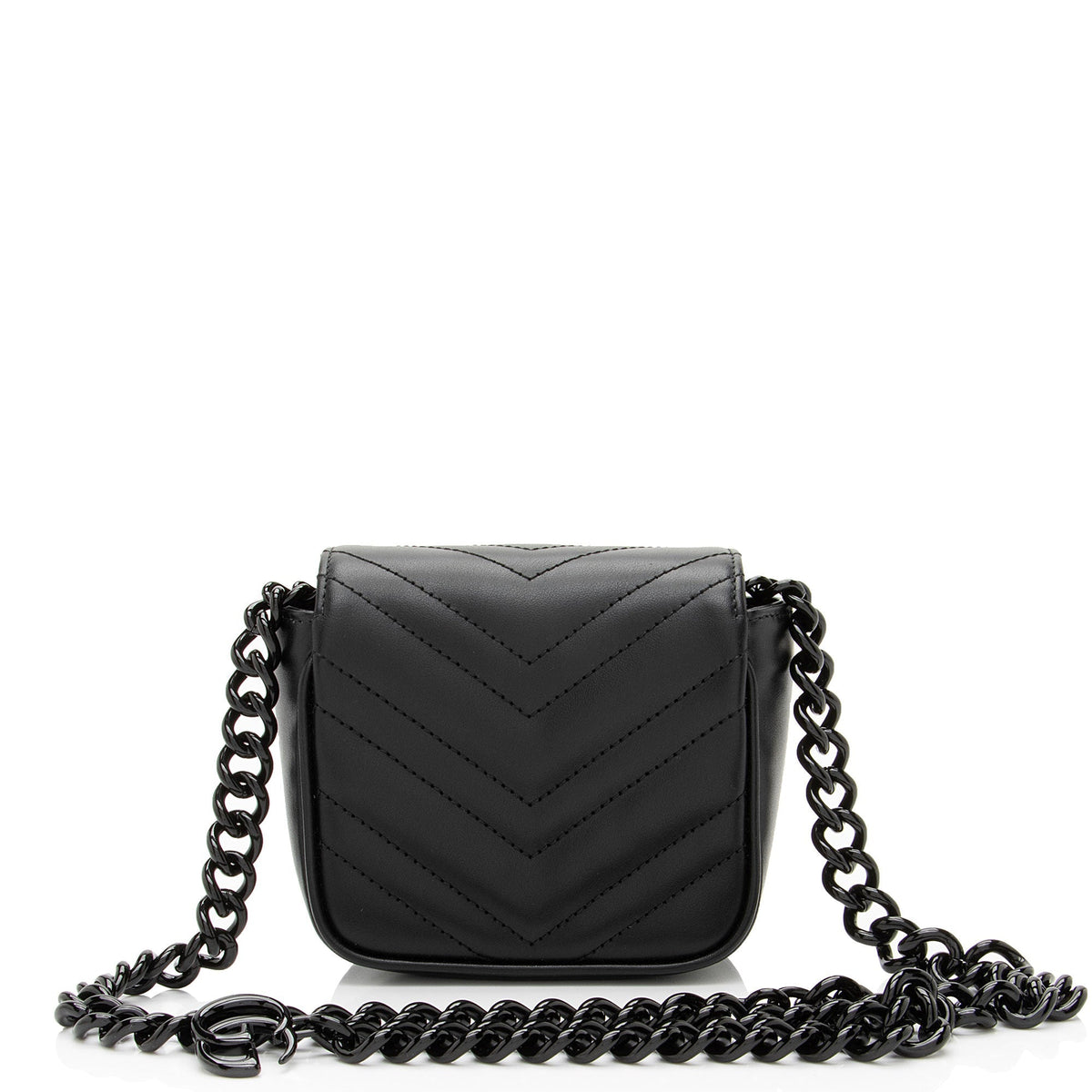 Gucci Matelasse Leather GG Marmont Monochrome Square Chain Belt Bag