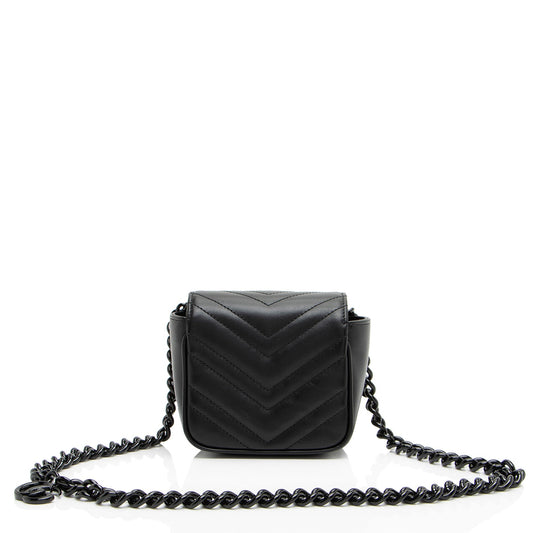 Gucci Matelasse Leather GG Marmont Monochrome Square Chain Belt Bag