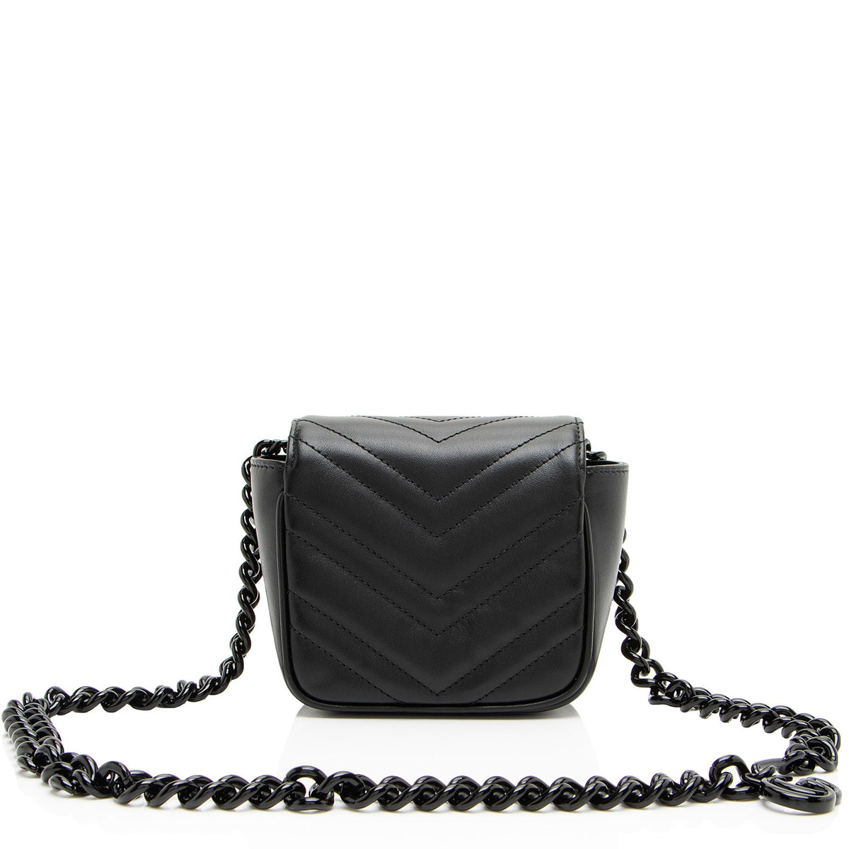 Gucci Matelasse Leather GG Marmont Monochrome Square Chain Belt Bag