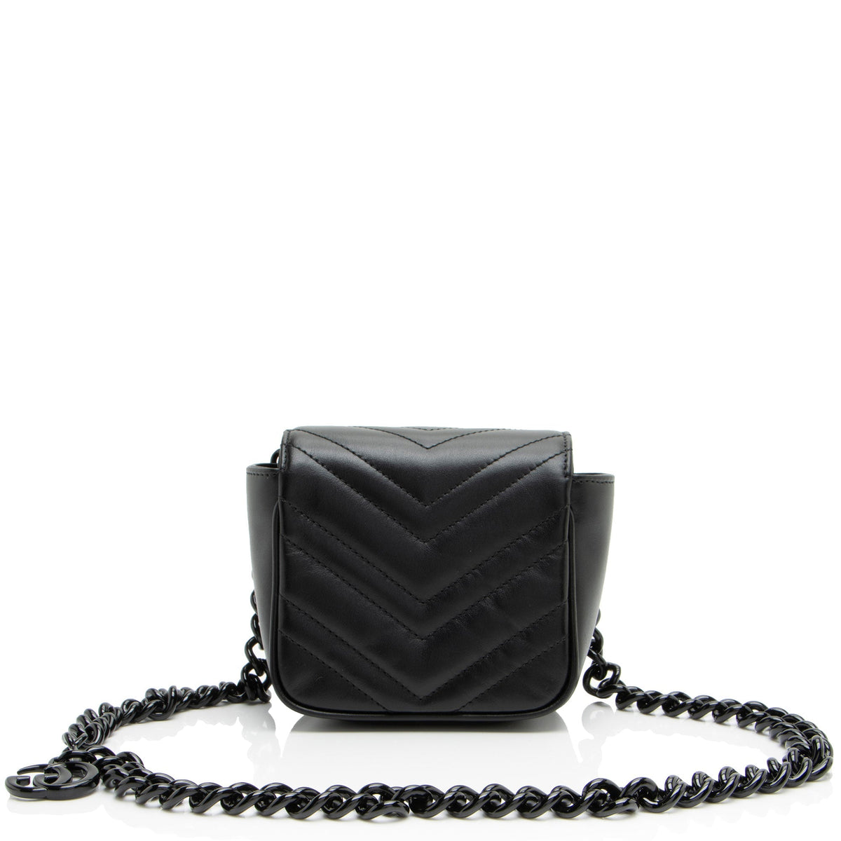 Gucci Matelasse Leather GG Marmont Monochrome Square Chain Belt Bag