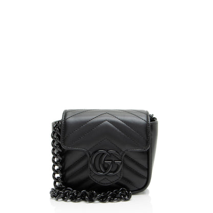 Gucci Matelasse Leather GG Marmont Monochrome Square Chain Belt Bag