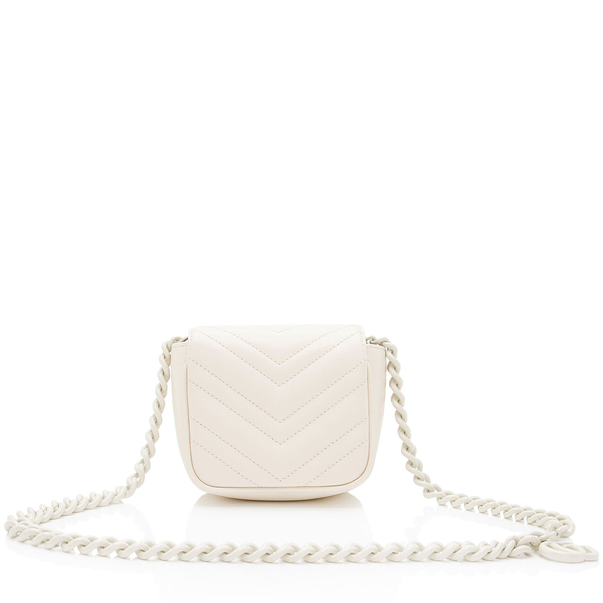 Gucci Matelasse Leather GG Marmont Monochrome Square Chain Belt Bag