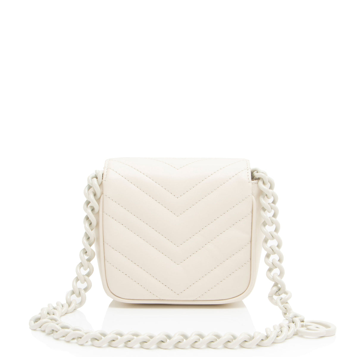 Gucci Matelasse Leather GG Marmont Monochrome Square Chain Belt Bag