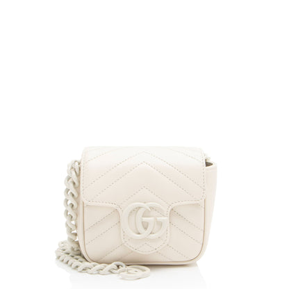 Gucci Matelasse Leather GG Marmont Monochrome Square Chain Belt Bag