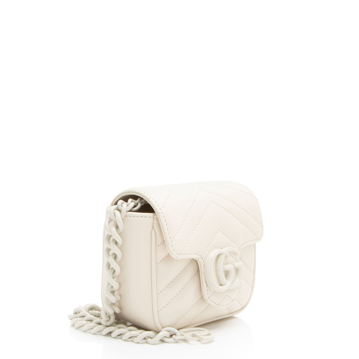 Gucci Matelasse Leather GG Marmont Monochrome Square Chain Belt Bag