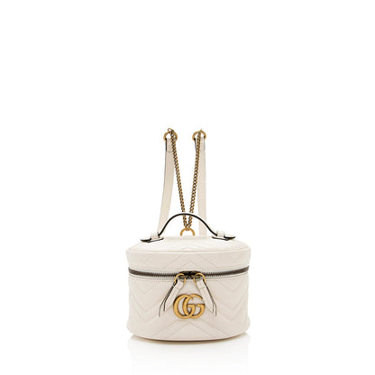Gucci Matelasse Leather GG Marmont Round Mini Backpack (SHF-19850)