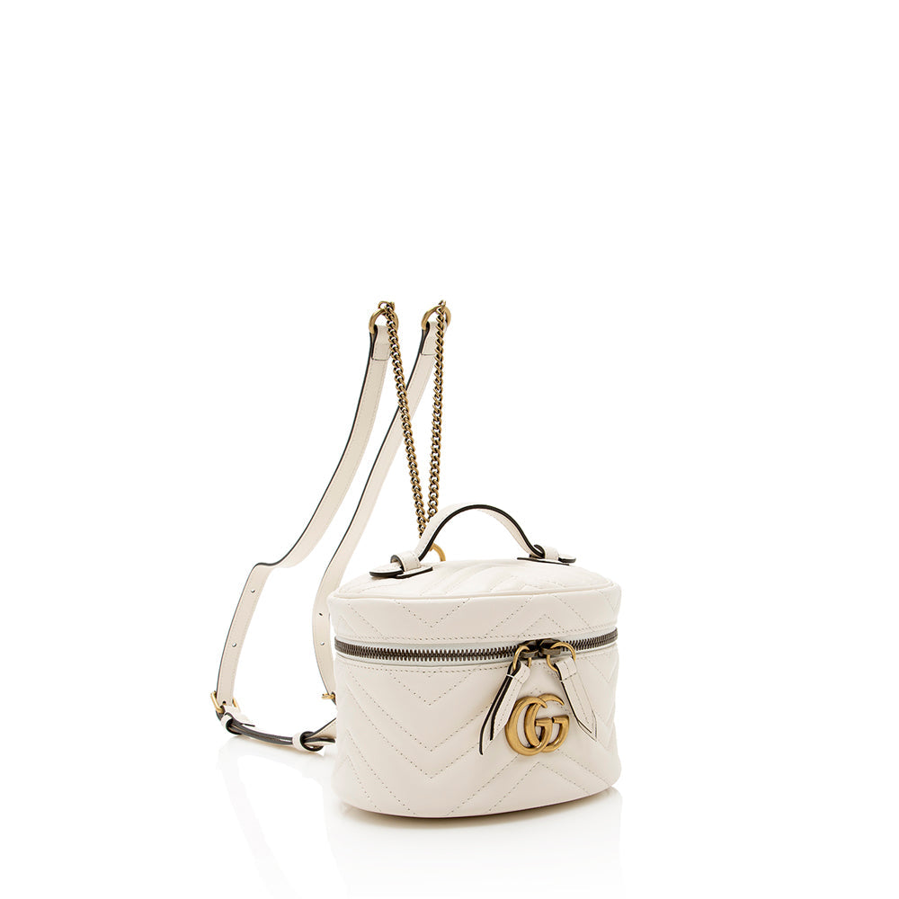 Gucci Matelasse Leather GG Marmont Round Mini Backpack (SHF-19850)