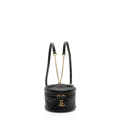 Gucci Matelasse Leather GG Marmont Round Mini Backpack (SHF-nSn7Zg)