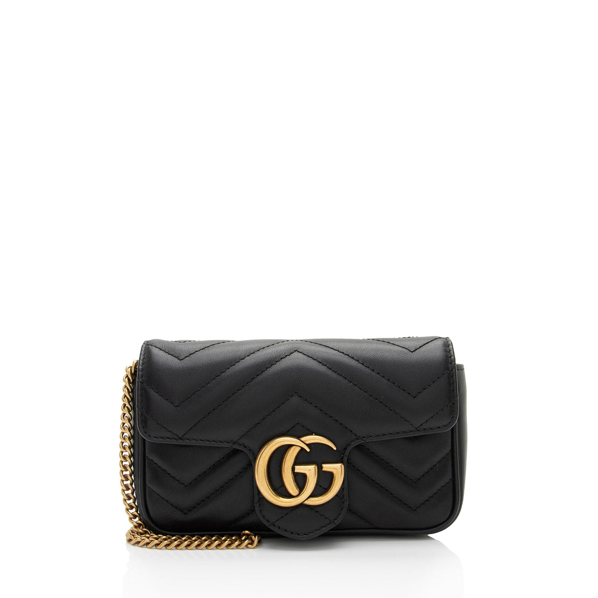 Gucci Matelasse Leather GG Marmont Super Mini Flap Bag (SHF-fWvNlT)