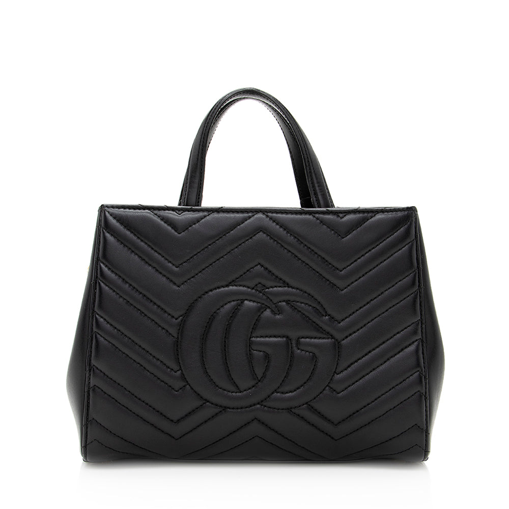 Gucci Matelasse Leather GG Marmont Top Handle Small Satchel (SHF-19560)
