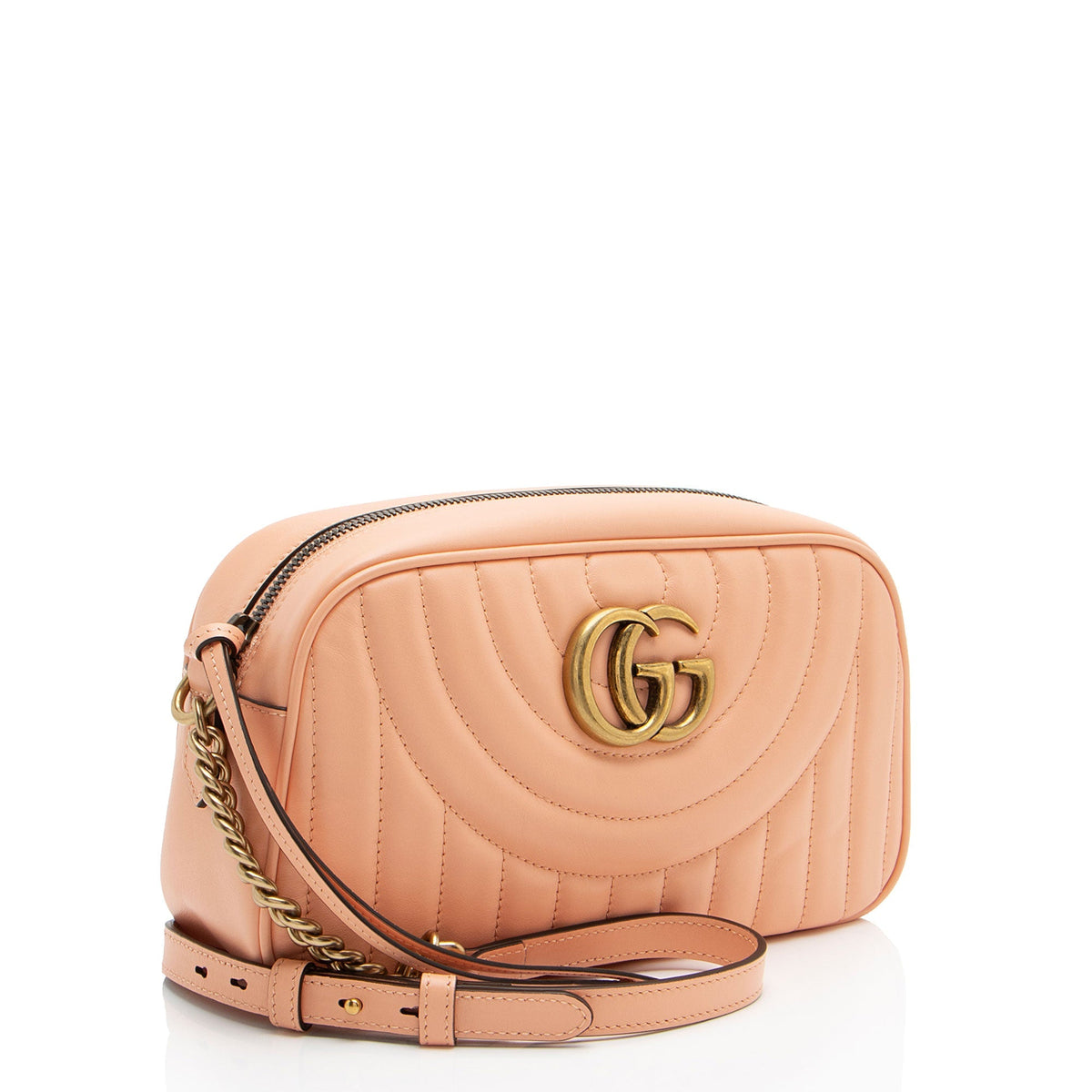 Gucci Matelasse Leather GG Marmont Vertical Ring Small Camera Bag