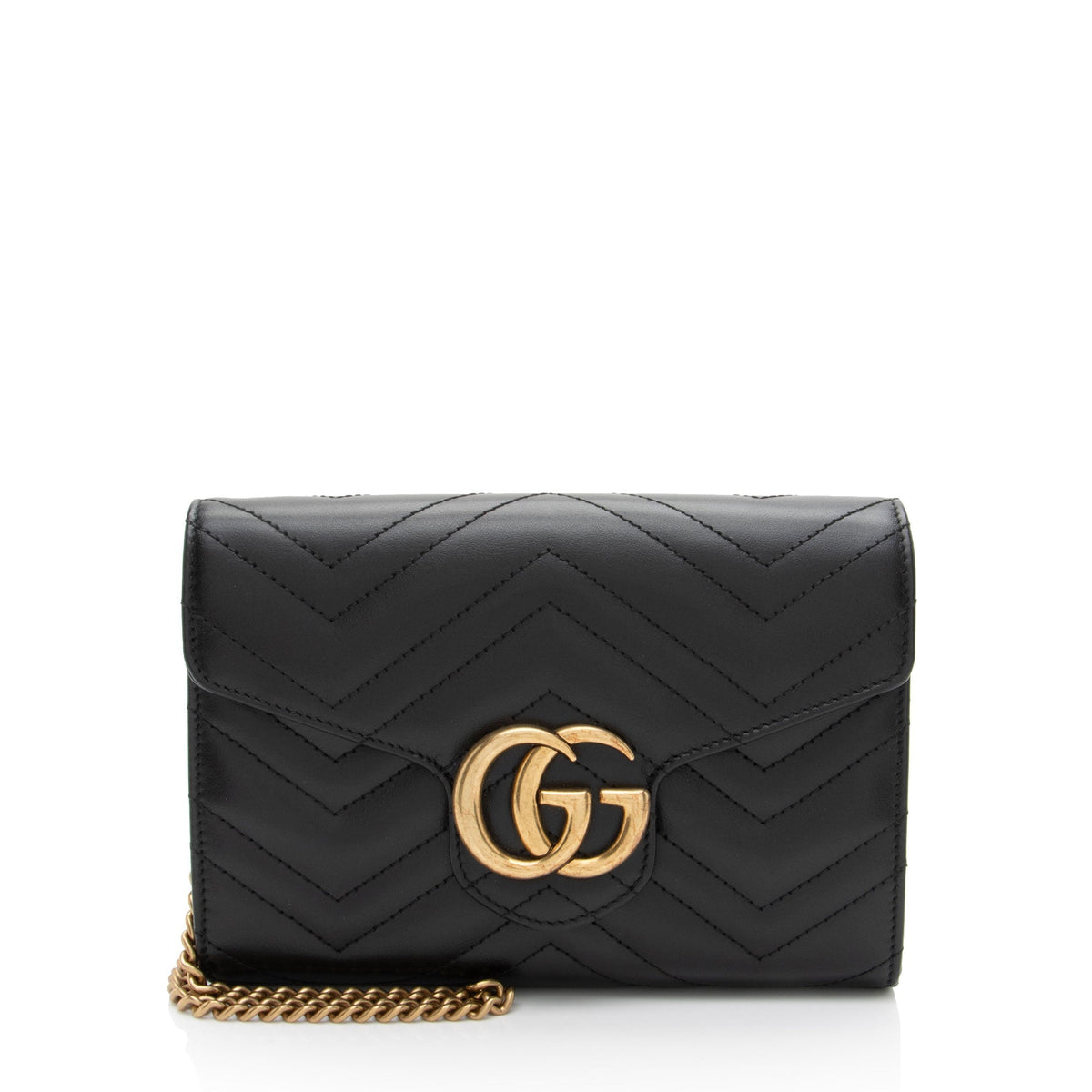 Gucci Matelasse Leather GG Marmont Wallet on Chain