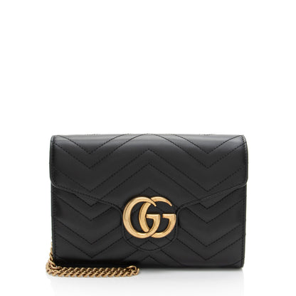 Gucci Matelasse Leather GG Marmont Wallet on Chain