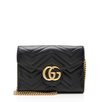 Gucci Matelasse Leather GG Marmont Wallet on Chain