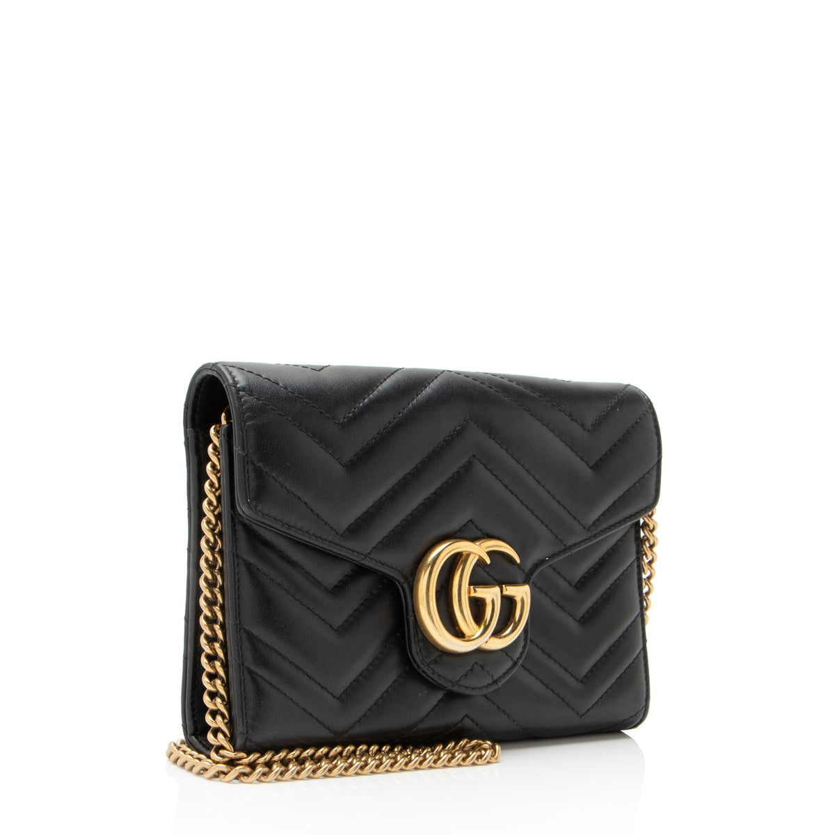 Gucci Matelasse Leather GG Marmont Wallet on Chain
