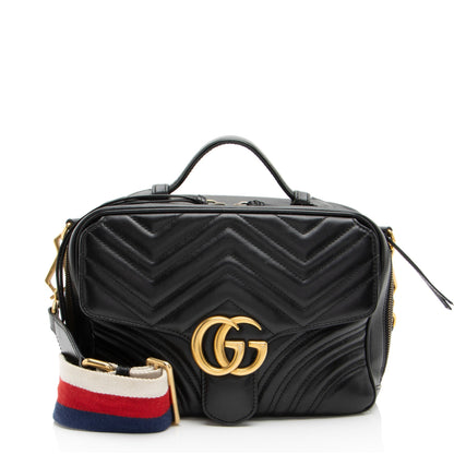 Gucci Matelasse Leather GG Marmont Zip Around Top Handle (SHF-aqAv76)