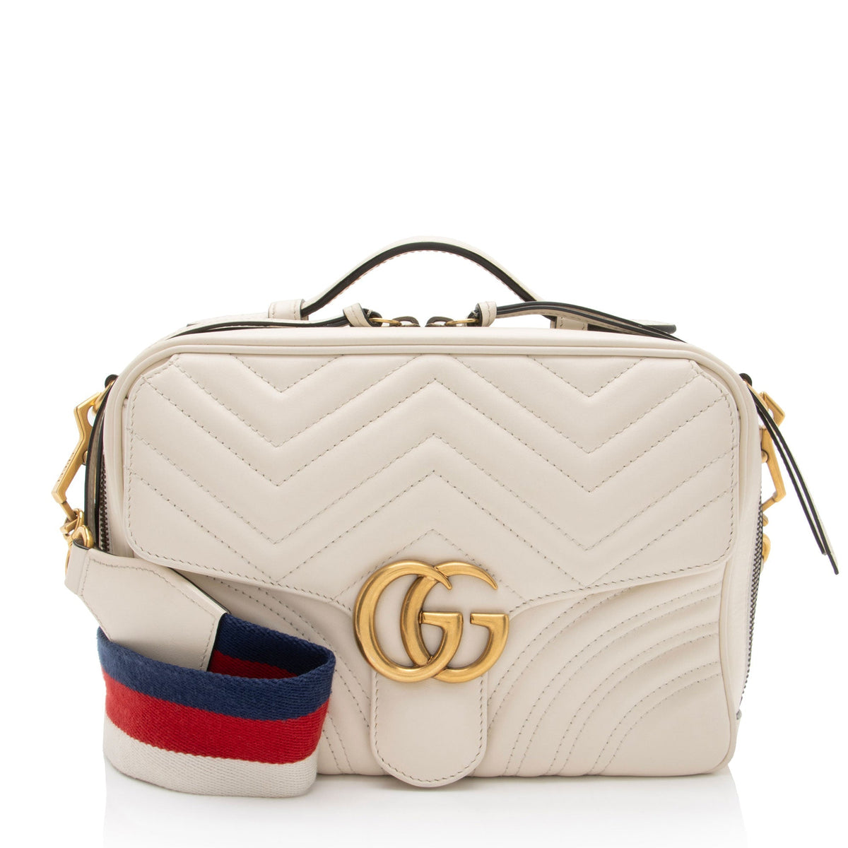 Gucci Matelasse Leather GG Marmont Zip Around Top Handle (SHF-mIutYM)