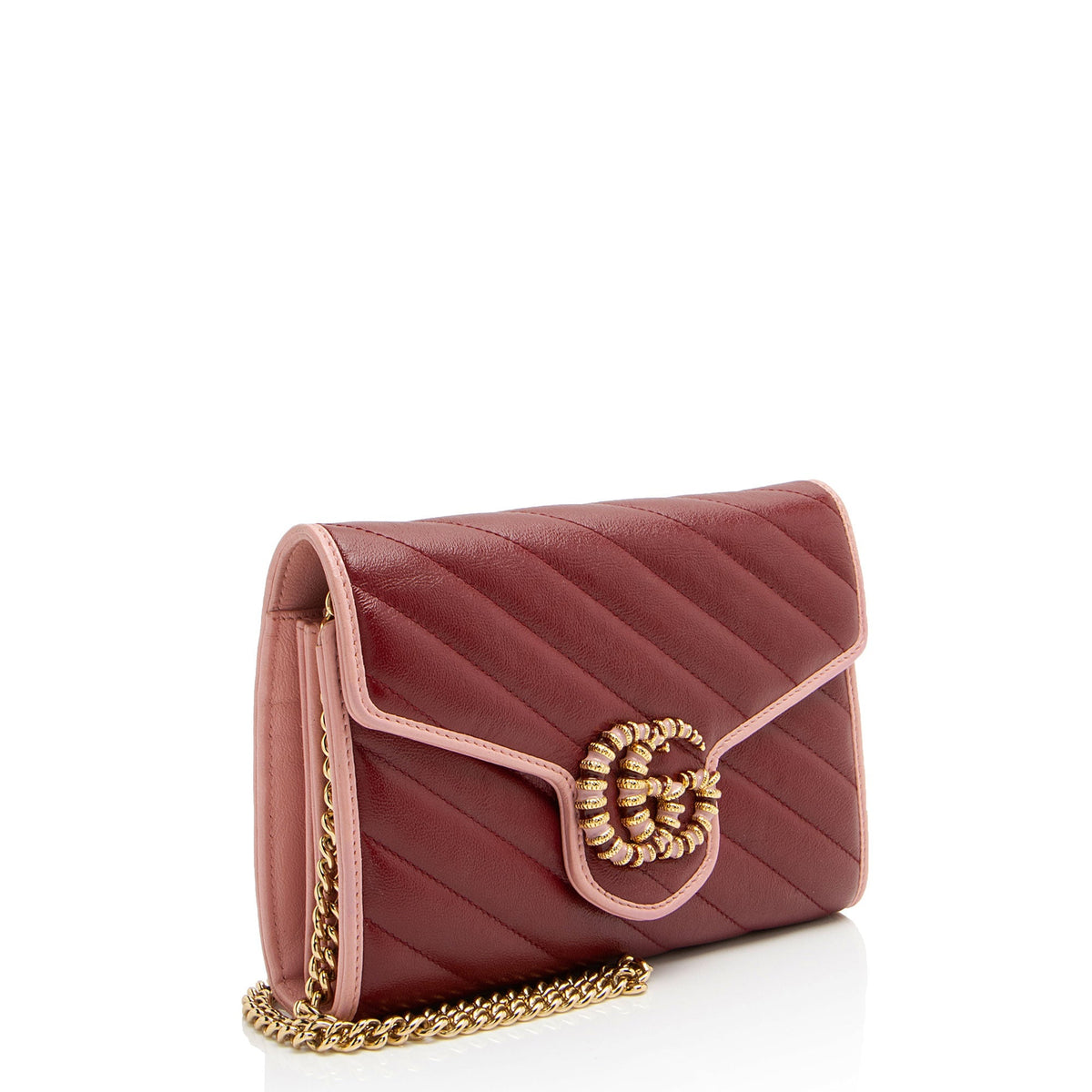 Gucci Matelasse Leather Crystal Torchon GG Marmont Mini Chain Bag