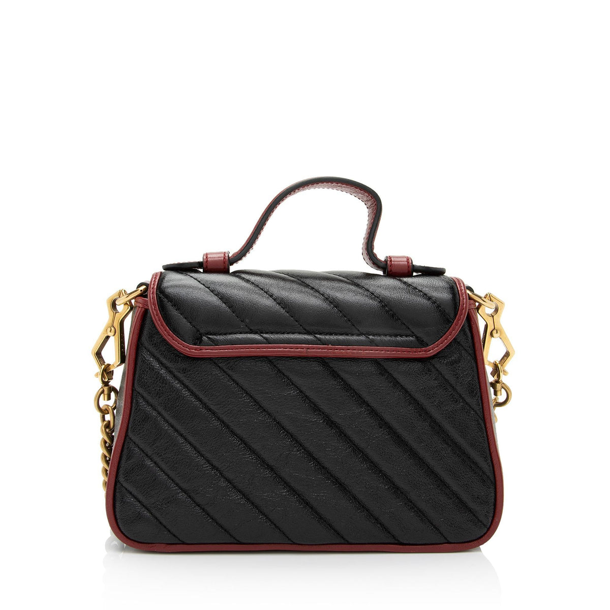 Gucci Matelasse Leather Torchon GG Marmont Mini Top Handle Bag (SHF-bIyeeK)