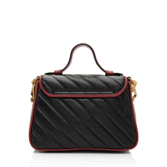 Gucci Matelasse Leather Torchon GG Marmont Mini Top Handle Bag (SHF-TofIot)
