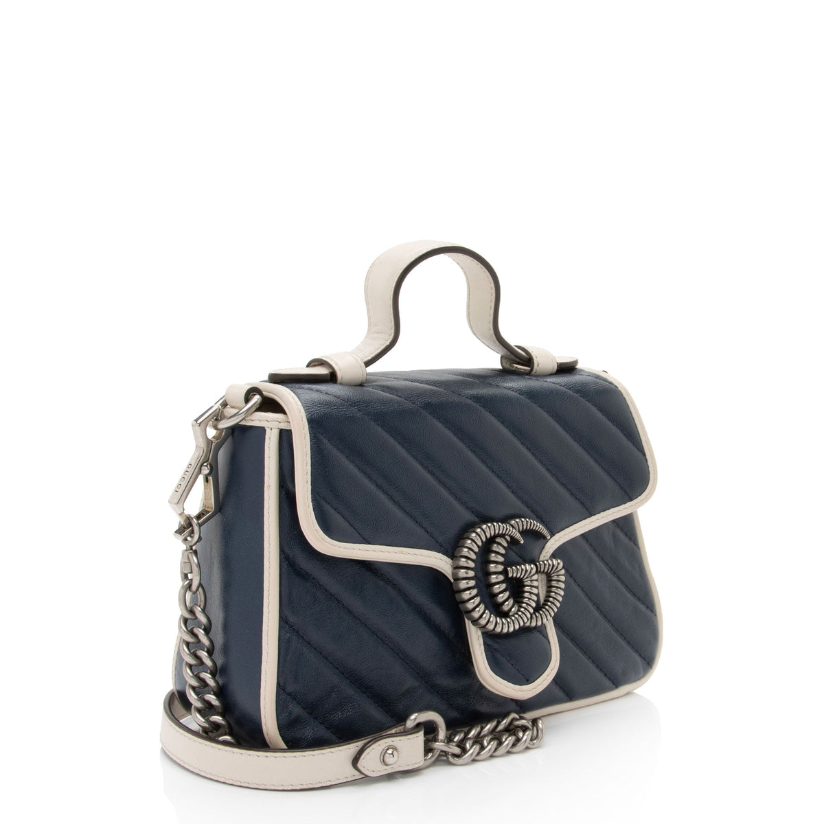 Gucci Matelasse Leather Torchon GG Marmont Mini Top Handle (SHF-MlSIP6)