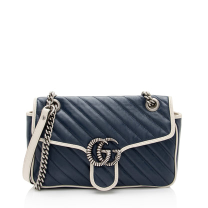 Gucci Matelasse Leather Torchon GG Marmont Small Flap Bag (SHF-V987rt)