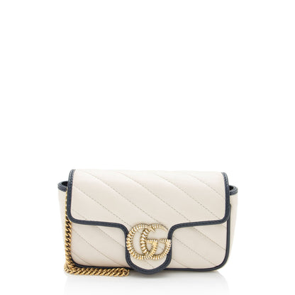 Gucci Matelasse Leather Torchon GG Marmont Super Mini Flap Bag (SHF-bXZV03)
