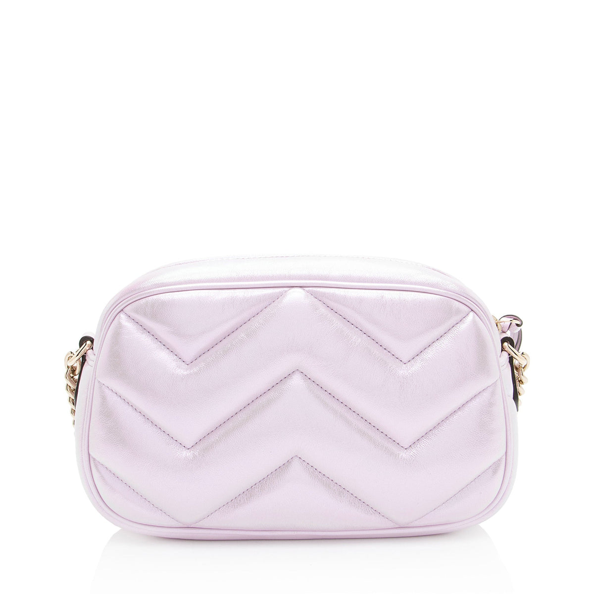 Gucci Matelasse Padded Iridescent Leather GG Marmont Small Camera Bag