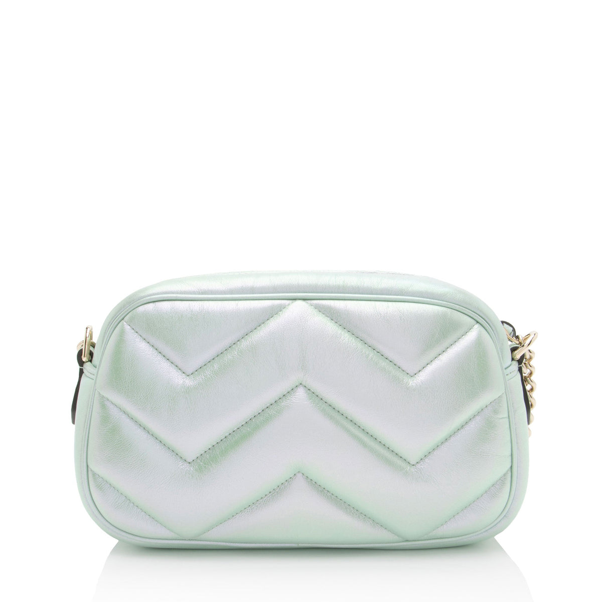 Gucci Matelasse Padded Iridescent Leather GG Marmont Small Camera Bag