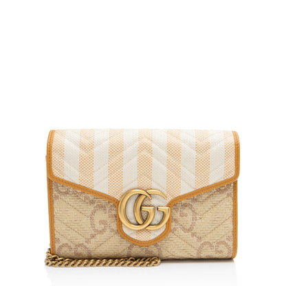 Gucci Matelasse Raffia GG Marmont Wallet on Chain