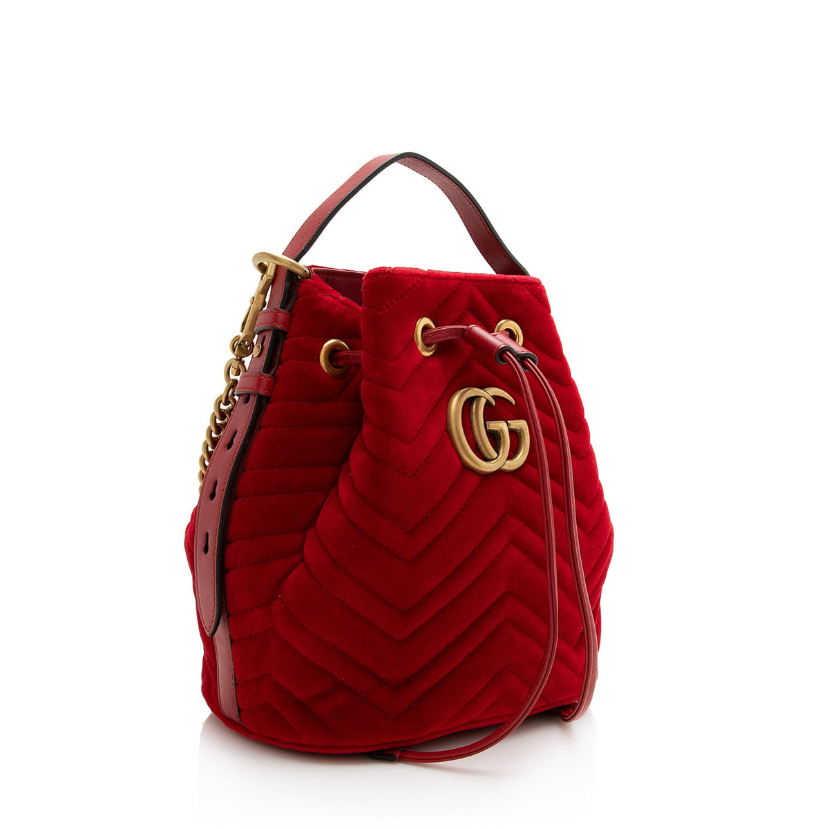 Gucci Matelasse Velvet GG Marmont Bucket Bag (SHF-22829)