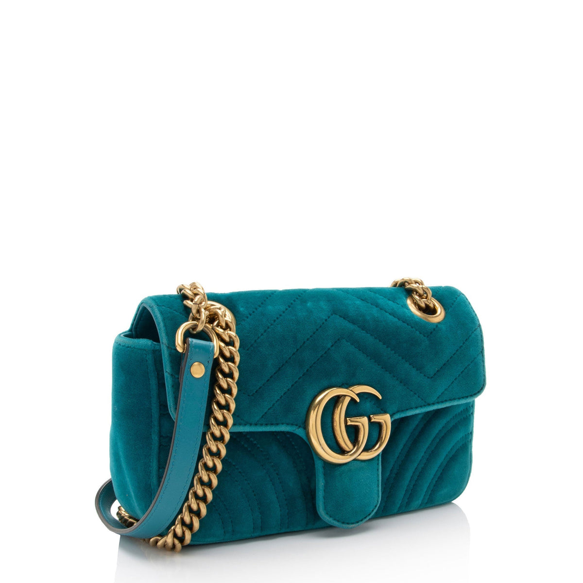 Gucci Matelasse Velvet GG Marmont Small Flap Bag