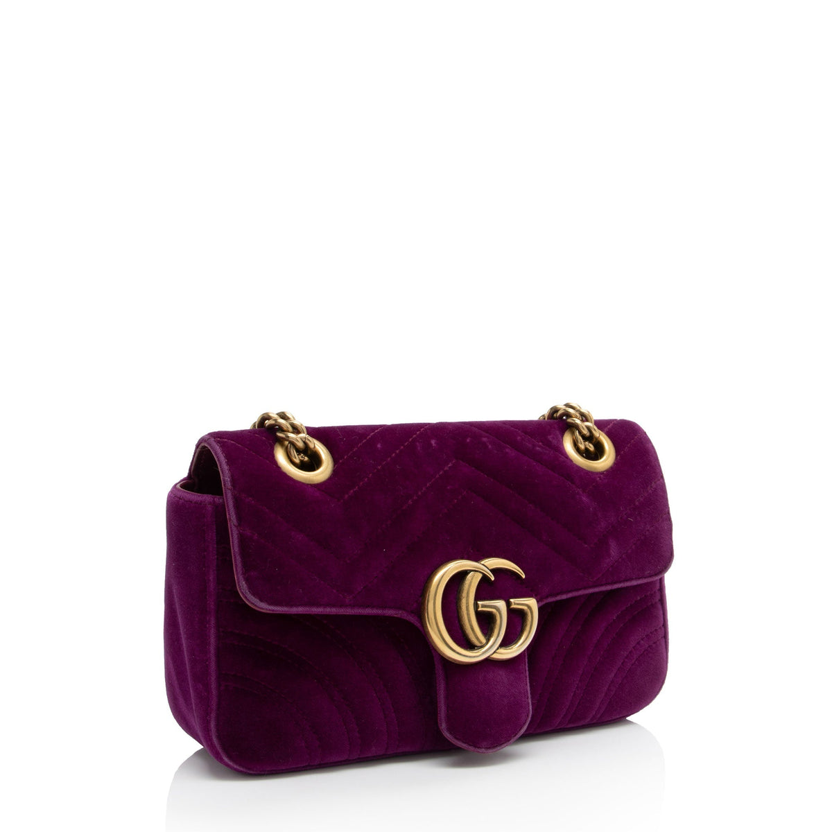 Gucci Matelasse Velvet GG Marmont Mini Flap  Bag (SHF-dH4gBl)